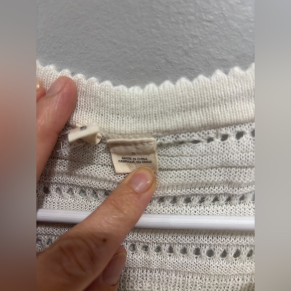 Anthropologie Moth Ivory Acrylic Eyelet Lace Crewneck Sweater Small - Picture 4 of 9